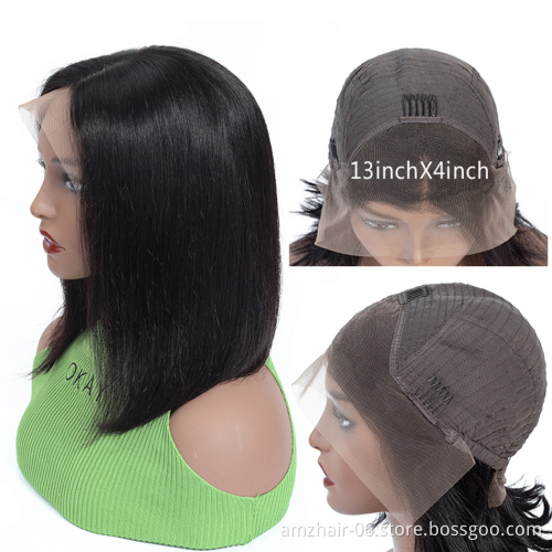 1B Natural Color Bob Wig Straight Human Hair Lace Front Cuticle Aligned Malaysian Hair Wig China Wholesale Vendor Cheap Price